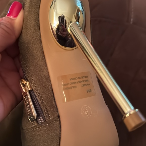 Cape Robbin Sheek thigh high green boots with golden heel S/6 - Picture 15 of 16